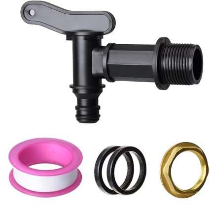 Reapyyt Robinet de prise d'eau de 3/4 pouces, tuyau en plastique, tuyau pour, tonneau d'eau, filetage, robinet de rechange pour eau avec écrou