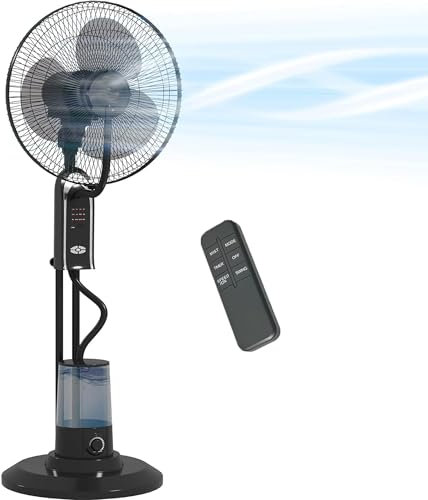 Pedestal Fan with Water Mist Spray, 21 in Spray Misting Fan with 70° Oscillation, Tilt Head, 3 Speeds, 3 Modes, Adjustable Mist, 3.2L Water Tank, for Home