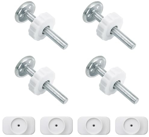4 Druckschrauben für Treppenschutzgitter + 4 Sicherheits Wandschutz, Weiß | HASLED 4 Druckschrauben für Treppengitter und Türgitter,M10 x 80mm Druckschrauben für Türschutzgitter