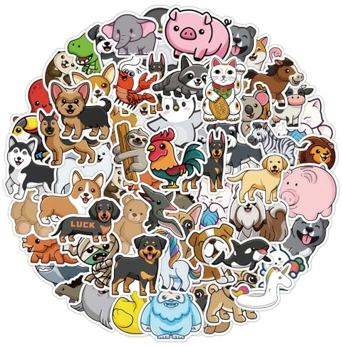 Zosutetoxo 200-piece Animal Sticker Set: Stickers for Children featuring Cute Animals, Waterproof Stickers for Water Bottles and Laptops