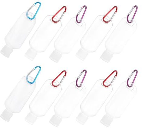 ABOOFAN 10pcs Travel Bottles 50ml Plastic Squeeze Bottles with Carabiner Clip Refillable and Easily Packed into Luggage for Business Trip and Travel Toiletries Random Color