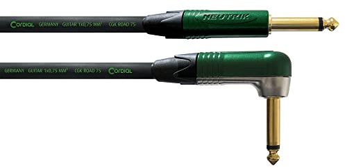 Cordial CRI 9 PR Cable for Musical Instruments/Guitars (Jack 6.3 mm Mono Gold/Angled Jack 6.3 mm Mono Gold Length 9 m)