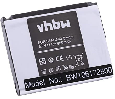 vhbw Batterie Compatible avec Samsung SGH-i900v, SGH-i9023, SGH-i9020 téléphone Portable (900mAh, 3,7V, Li-ION)