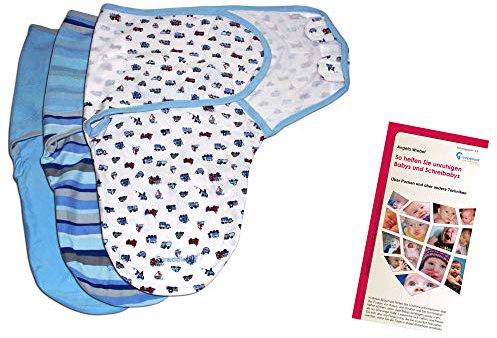 Lampiphant® + Summer Infant Original SwaddleMe® Pucksack, S/M, 3er-Mix Boys mit Fahrzeugen