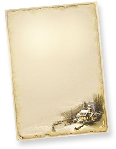 WINTERIDYLLE Weihnachtsbriefpapier (50 Blatt) Weihnachtliches Papier DIN A4 Briefpapier Weihnachten
