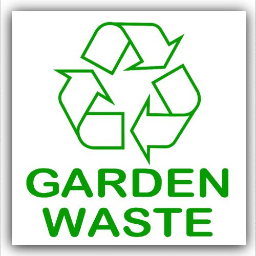 1 x R18 Garden Waste Recycling Self Adhesive Sticker-Recycle Logo Bin Sign-Environment Label 100mm