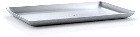 blomus -BASIC- Tablett M aus mattiertem Edelstahl, zeitloses Design, Ablageschale, hochwertige Verarbeitung, Serviertablett modernes Wohnaccessoire (H / B / T: 1,5 x 15 x 25 cm, Edelstahl, 63612)