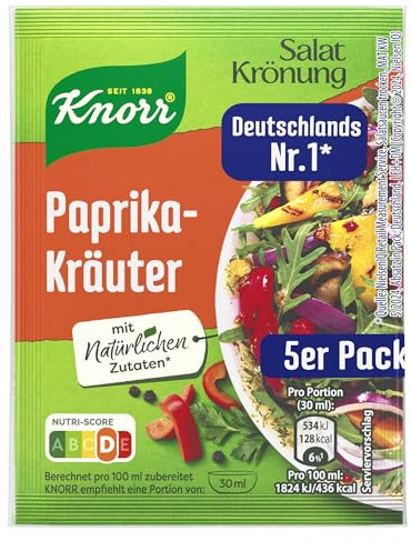 Knorr Salatkrönung Paprika Kräuter für ein leckeres Salatdressing mit natürlichen Zutaten* 5 x 3 Portionen 15 Stück