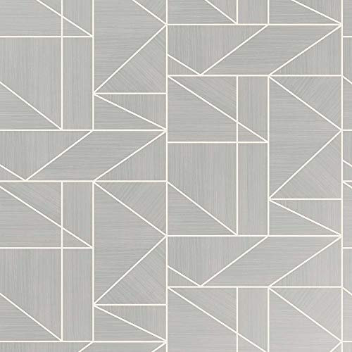 Crown Wallcoverings Alexis Geo Silver Wallpaper M1381 - Vinyl Metallic Glitter Abstract