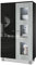 Vladon Vitrine Denjo, Made in Germany, Standvitrine mit 2 Türen und 3 Glaseinsätzen, Schwarz matt/Schwarz Hochglanz/Beton Oxid-Optik, inkl. LED-Beleuchtung (71 x 129 x 35 cm)