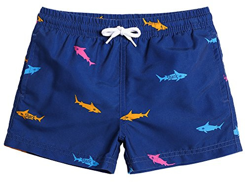 MaaMgic pantalocini da Bagno per bambimi Ragazzi Asciugatura Rapida Costume da Mare Spiaggia Piscina Slip Interno, Pesce di Colori, 5-6 Anni