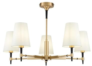 MAYTONI DECORATIVE LIGHTING Stilvoller Kronleuchter Zaragoza, Stil Art Déco H001CL-05BS Weiß, Gold, für Wohnzimmer, Esszimmer, Schlafzimmer, Küche, verstellbar, 5-flammig, exkl. 5x E14 (40W)