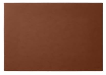 Eglooh - Mercurio Deluxe - Schreibtischunterlage aus Leder Orange Braun cm 65x45 - Elegante Nähte, blau in Kontrast und rutschfester Boden - Made in Italy