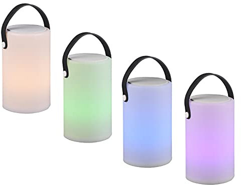2er Set Außen Akku Tischleuchten 21cm mit RGB & Bluetooth Lautsprecher