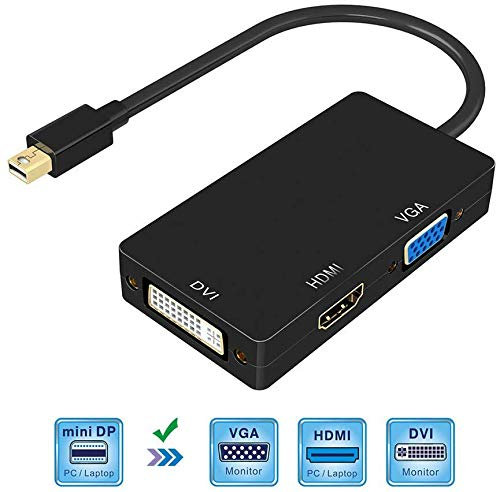 TB® Thunderbolt 2 Mini DisplayPort vers HDMI/DVI/VGA Adaptateur Hub pour MacBook Pro/Air, Mac Mini/Pro, iMac Pro, Surface Pro 3/4/5, Surface Laptop 2017, Surface Book et autres appareils avec Mini DP