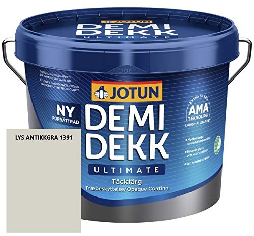 JOTUN DEMIDEKK ULTIMATE Täckfärg Holz-Farbe | Wetterschutz-Farbe | Holzschutz-Farbe | Absolute Premium-Qualität |10 Liter LYS ANTIKKGRA 1391