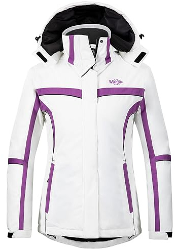 Wantdo Giacca Donna Sci Impermeabile Cappotto da Montagna | Cappuccio Rimovibile, Giacca a Vento Donna, Vita Curvata, Antivento, Outdoor, Escursionismo, Snowboard,Casual, Leggero, Neve