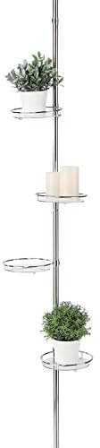 Scaffale telescopico per fiori, con 4 ripiani in vetro, scaffale estensibile per piante da 175 a 275 cm, scaffale telescopico per fiori