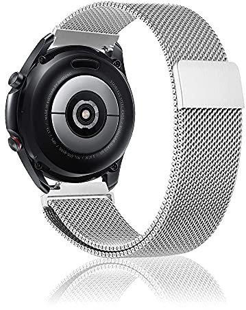 Niboow 22mm Armband für Xiaomi Watch S1/Watch S1 Active/Mi Watch/Samsung Galaxy Watch 3 45mm, Edelstahl Ersatzband, Uhrenarmband für Samsung Gear S3 Frontier/S3 Classic/Gear S/Galaxy Watch 46mm-Silber