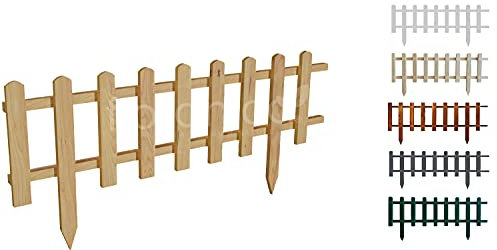 Floranica Beeteinfassung Steckzaun Zierzaun 20 cm x 100 cm Natur Gartenzaun aus Holz Dekozaun Lattenzaun Rasenkante imprägniert Umzäunung für Garten Wege Beeten