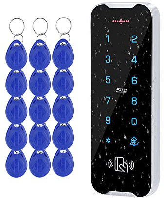 KUMU IP68 Clavier de Contrôle d'Accès Étanche 125KHz Clavier en Plastique + 10pcs EM4100 Porte-clés pour Maison/Bureau (S50)