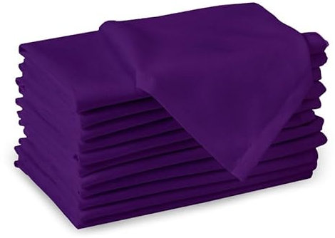 Encasa XO Baumwollstoffservietten | 12er-Set | Größe 43x43 cm | Purple Volltonfarbe | Waschmaschinenfest