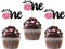 24 Stück One Cupcake Toppers Glitter Kuh Cake Topper ，Kuchen zum ersten Jahrestag Food Picks Dekorationen für Kinder 1st Geburtstag Party Kuchendekorationen Zubehör