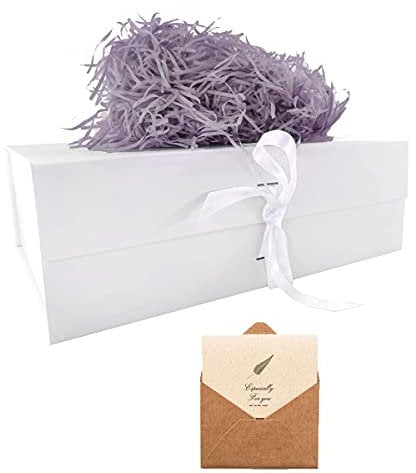 Weiß Geschenkbox 33x26x11cm, Geschenkkarton mit Magnetisch Deckel und Schleife für Hochzeiten, Weihnachten, Geburtstage, Jubiläen Geschenkverpackung Box