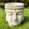 Darthome Cement Buddha Head Planter 16x18x15cm White Garden Ornament Outdoor Zen Buddhist Plant Pot