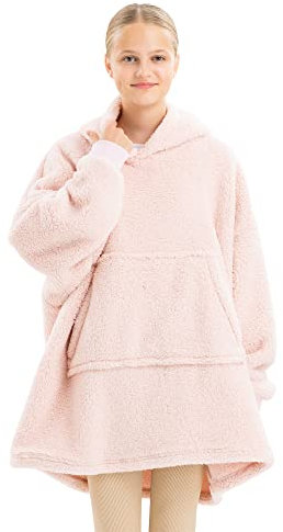 HOMELEVEL Kinder Fleece Hoodie Pullover - Pulli mit Kapuze für Jungs und Mädchen - Kuschel Sweatshirt oversized - Kuschelpullover - 100% Polyester