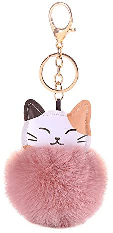 Mignon Porte-clés En Peluche, Chat Boule De Fourrure Porte-clés Voiture Porte-clés Boule De Fourrure Pendentif Pompon Pendentif Moelleux Peluche Porte-clés Dame Fille Sac Décoration Pendentif