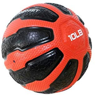 GYMENIST Medizinball aus Gummi mit strukturiertem Griff, erhältlich in 9 Größen, 6.8 kg, Gewichtete Fitnessbälle, Workouts, 10 LB (Red- Black)