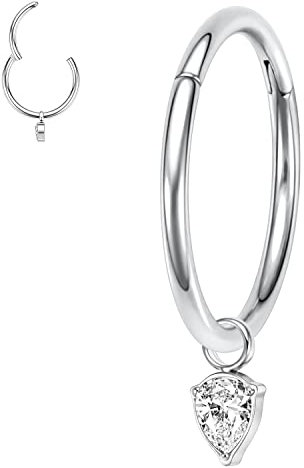 AROWRO 16G Knorpel Helix Lobe Piercing Ring Septum Clicker Septum Schmuck Knorpel Helix Lobe Ohrringe Nahtlos Klappnase Septum Ringe Edelstahl 10mm Teardrop Pendant Dangle Ring