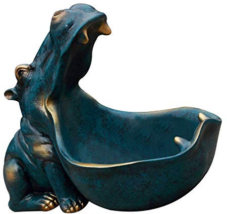 MISETA Big Mouth Hippo Storage Figurine Key Bowl Resin Hippo Candy Dish Home Decor 28.5 X 16 X 22cm (Color : 1)