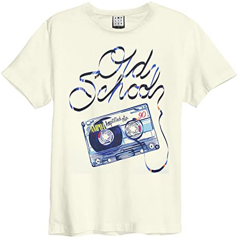 Amplified Cassette Text Crew Neck T-Shirt Vintage White XL Short Sleeved