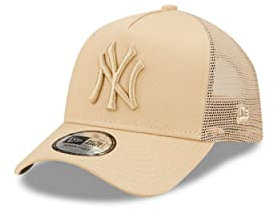 New Era Trucker Cap New York Yankees Beige Kinder Fan Baseball gebogener Schirm Teamlogo - Youth