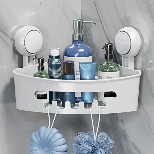 TAILI Eckregal Hängend Duschablage Ecke Saugnapf ohne Bohren Duschorganizer Duschregal Saugnäpfe Duschgel Halterung Abnehmbar Belastbarkeit 10 KG Wasserdicht für Shampoo und Duschgel
