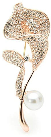 RWRAPS Brosche voller Strass-Lilien-Broschen für Frauen, zweifarbige Perlen-Lilien-Blumen-Hochzeiten, Party, lässige Broschennadeln, Geschenke (Metallfarbe: Silber) ()