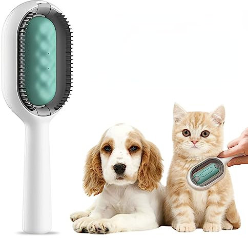 2023 NEW Dog Brush with Water Tank Cat Brush with Wet Wipes(not include) Cleaning Brush for Pet Hair Pet Cleaning Hair Removal Comb Ideal for Massage Care and Remove Hair (4mm-Long Hair,Blue)