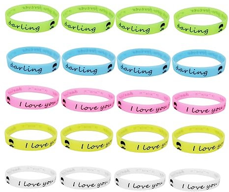 Abaodam 20pezzi Braccialetti in Silicone Luminosi Colorati Braccialetti Personalizzati Che Si Illuminano Al Buio Per Fitness Sport Scuola e Carnevale