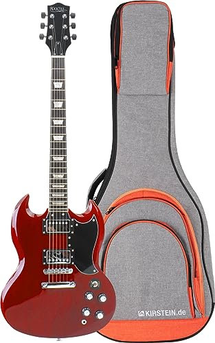 Rocktile Pro S-Red E-Gitarre Heritage Cherry Gigbag Set - Pro-Serie - Korpus: Linde - Griffbrett/Hals: Palisander/Ahorn - Tonabnehmer: 2x Humbucker (HH) - Heritage Cherry