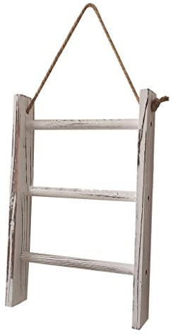 SUNMME 3 Tiers Blankets Wooden Towel Rack Wall Hanging Bathroom Mini With Rope Retro Living Room Storage Ladder Home Decor