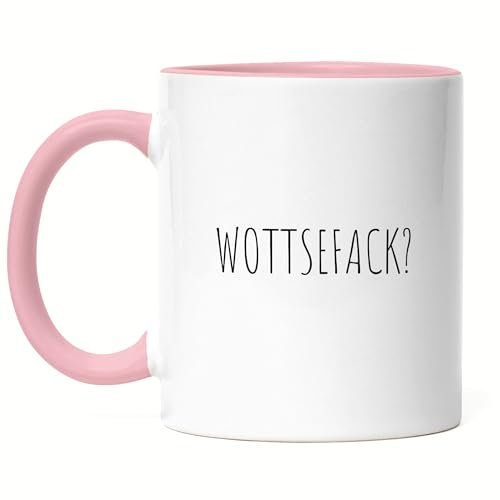 Hey!Print Wottsefack WTF Tasse Rosa Geschenk Humor Büro Mitarbeiter Chef Kollegen
