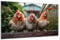 DARO Design - Wand-Bild auf 6mm HDF 84x56 cm 3 Hühner auf Zaun - Wand-Deko Bilder Geschenk