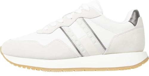 Tommy Jeans Runner Sneaker Mujer Eva Metallic de Ante, Blanco (Ecru), 39 EU