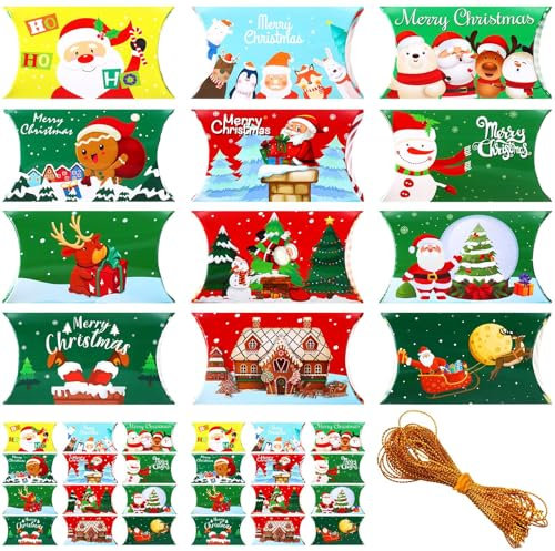 24 Stück Geschenkbox Verpackung Klein für Weihnachten - Geldgeschenke Süßigkeiten Keksschachtel Pralinenschachtel Schachtel für Geschenk und Weihnachtsdeko