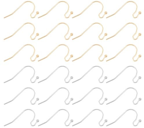 UNICRAFTALE 100 Pz Ganci per Orecchini In Acciaio Inossidabile - 2 Colori, Gancio per Pastore, Filo per Orecchie, Metallo Dorato Con Sfera