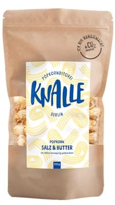 Popkornditorei Knalle - Salz & Butter Popcorn Snack - knusprig duftend gebacken, handgemacht in Berlin aus besten Zutaten, 100g (3)