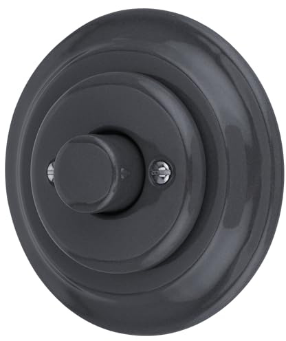 Unterputz Porzellan Retro LED Drehdimmer, Druckschalter, All-in-One, Serie PR1 dunkelgrau