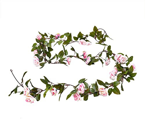Echte Rosen Rose Vine Hanging Rose Flower Flowers Hanging Basket Garland Artificial Künstliche Blumen Strauch (Watermelon Red, One Size)